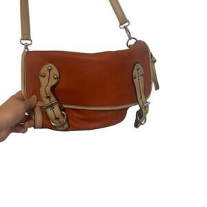 Shiraleah Leather Orange Tan Long Western Shoulder Purse